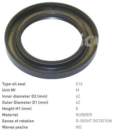 Манжета (сальник) 42х62х8 турбіни Nissan (з насічками, ліве обертання)