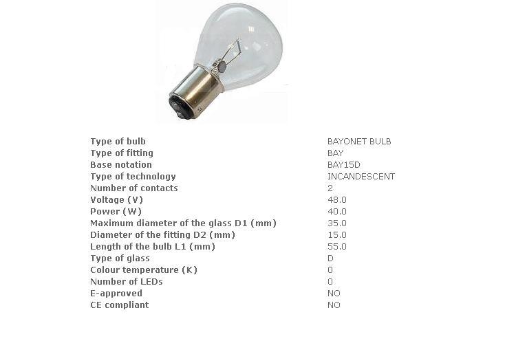 Лампа 2-контактна (48v, 40w) Toyota [565511190071; Fol./a-ll22-227a-0942a]