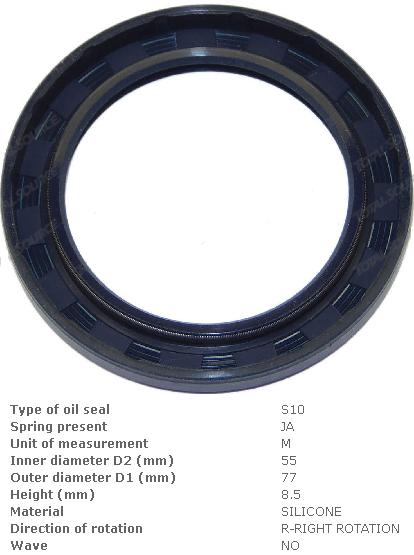 Сальник (дв.2z,11z) передній коленвала 55х77х8,5