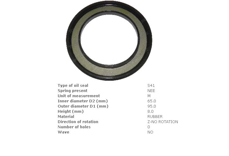 Сальник (65*95*8) маточини керуючого моста KOMATSU [3eb2441330; Fol./a-sr16-103a-1781a; tvh/8700320]