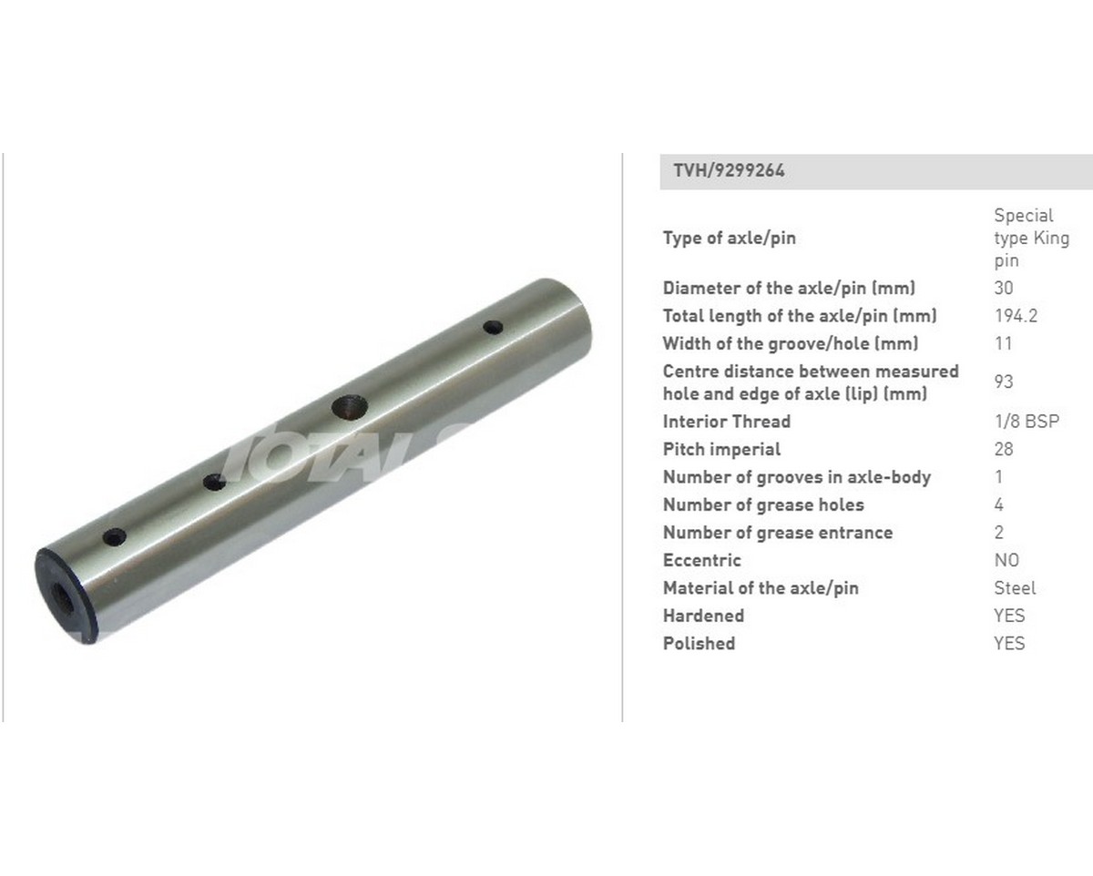 Шкворінь (лів.) пов.кулака (d=30/194) (p1f2a25d) Nissan / Mitsubishi [91e4320400; fol./a-sr03-125a-0309a; tvh/ 9299264]