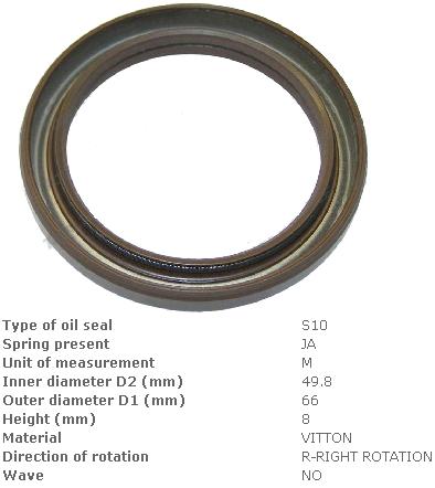 Сальник (дв.4y, 5k) передній коленвала 49,8 х66х8 Toyota [903115095071; Fol./a-ef03-052a-0024a; tvh/ 5449502]