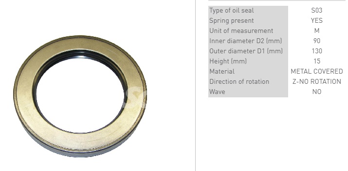 Сальник маточини 90х130х15 кер.м. внутр. KOMATSU