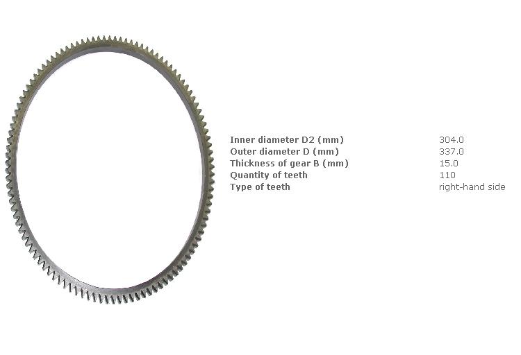Вінець зубчастий маховика ДВЗ [s4e,4dq5] Mitsubushi (z=110 d=304 D=337 h=15)